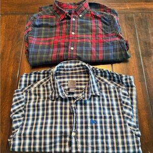 2 Pack Boys Plaid Button Up Dress Shirts Size Large